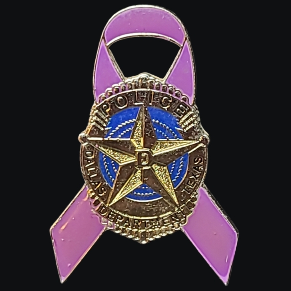 VTG Purple And Gold Dallas Texas Police Department Badge Lapel Pin